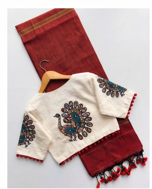 Cotton Saree + Stitched Blouse - SR-KP75