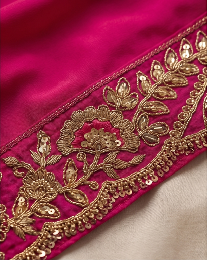 Pink Designer Saree with Net Embroidery Blouse Piece (SR-SP41)