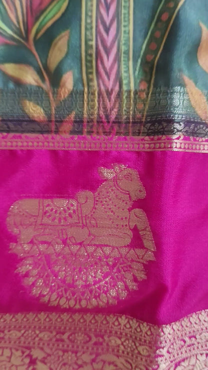 Kalamkari-Nandi design-BottleGreen(SR-MSP19)
